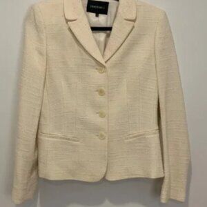 Lafayette 148 Women's Cream Tweed Suit Jacket size 6 button back detail